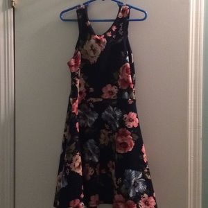 Girls navy blue, floral dress